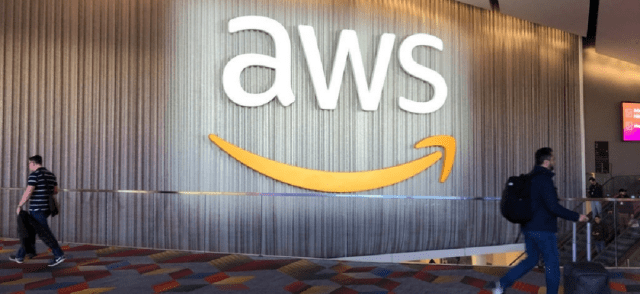 a wall with AWS logo