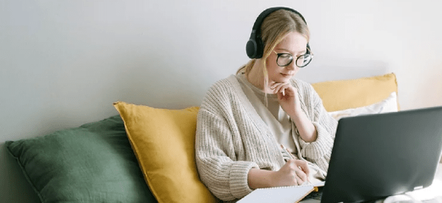 Woman working on laptop